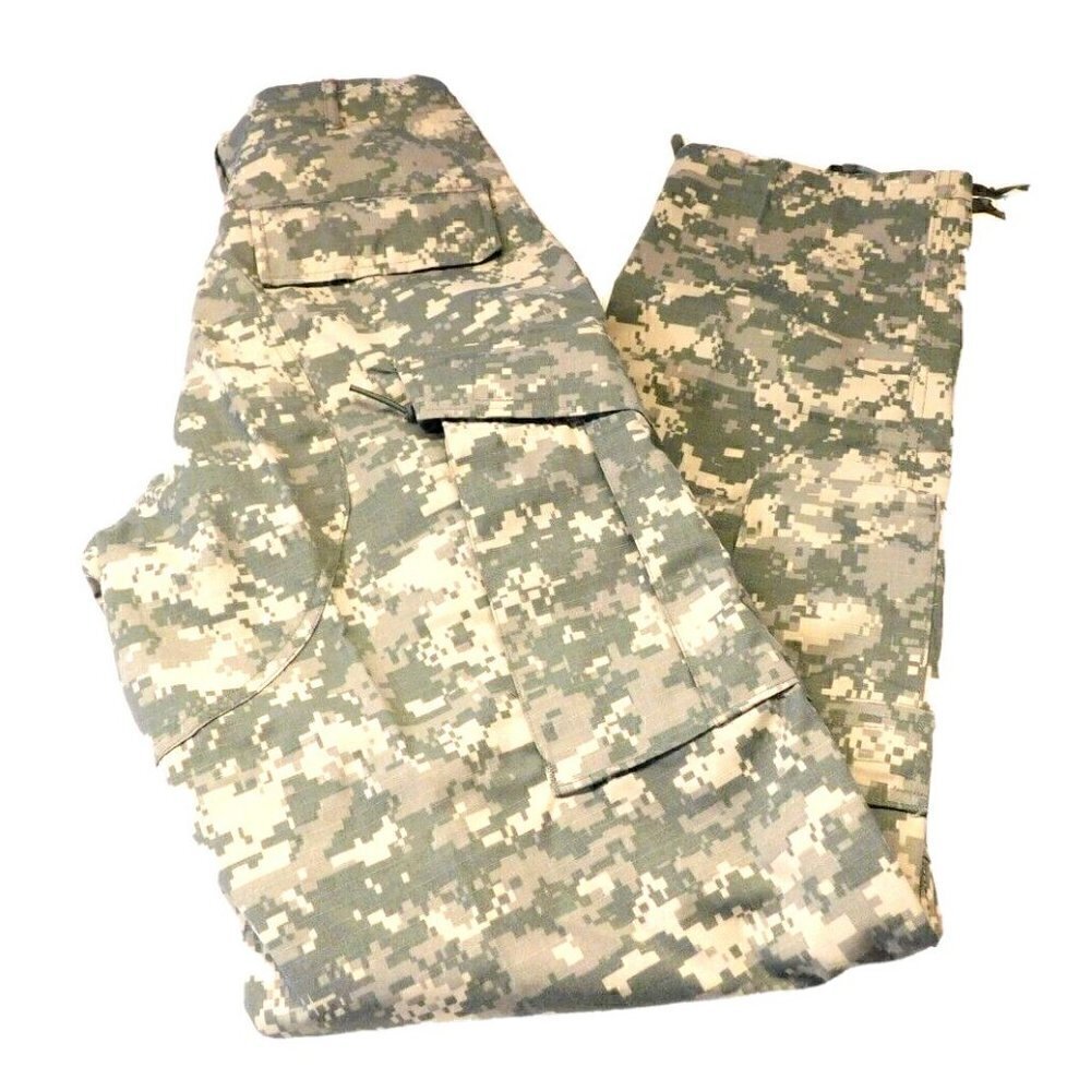US Army combat uniform trousers, pants, green & beige camo pattern, small long
